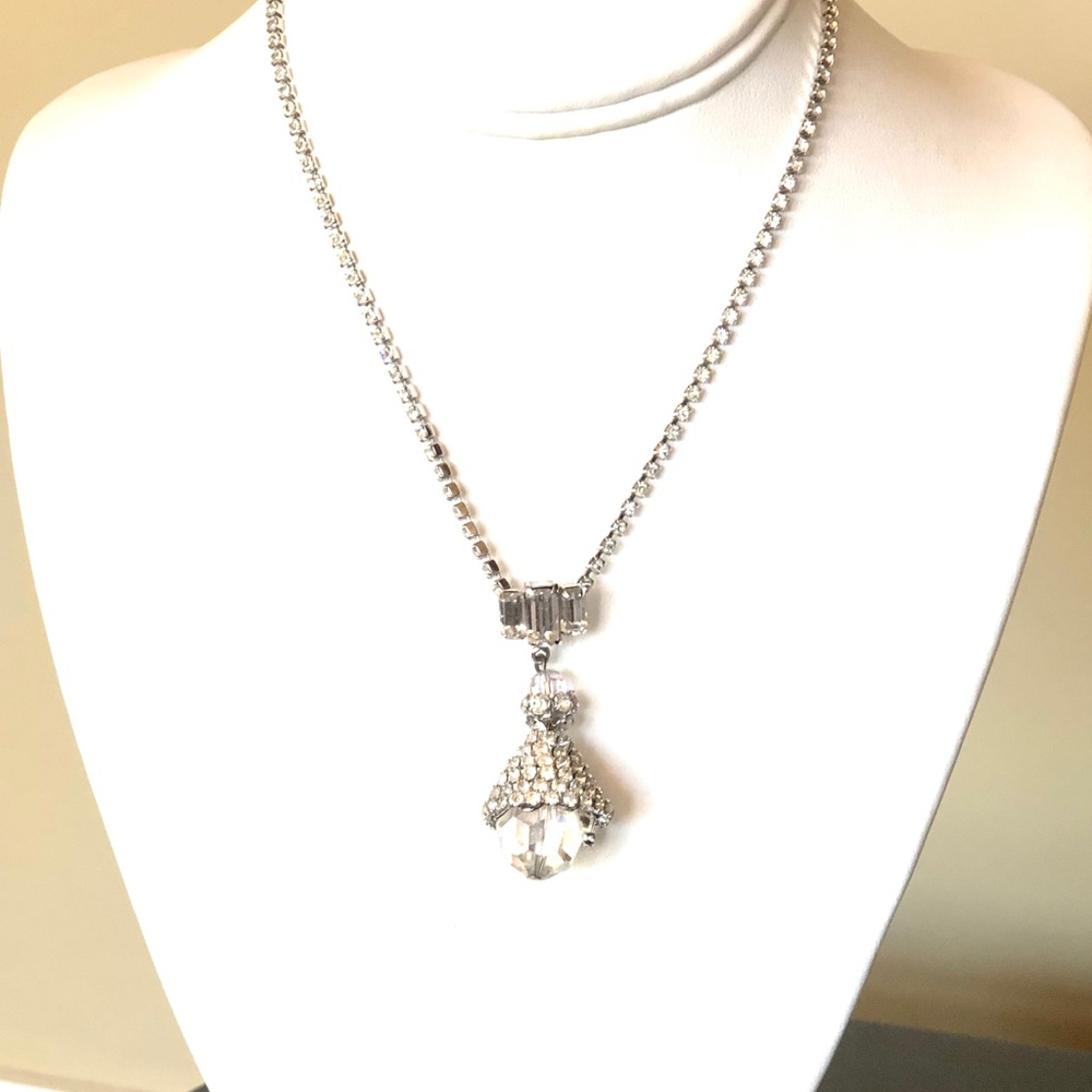 Vintage Silver and Clear Crystal Necklace
